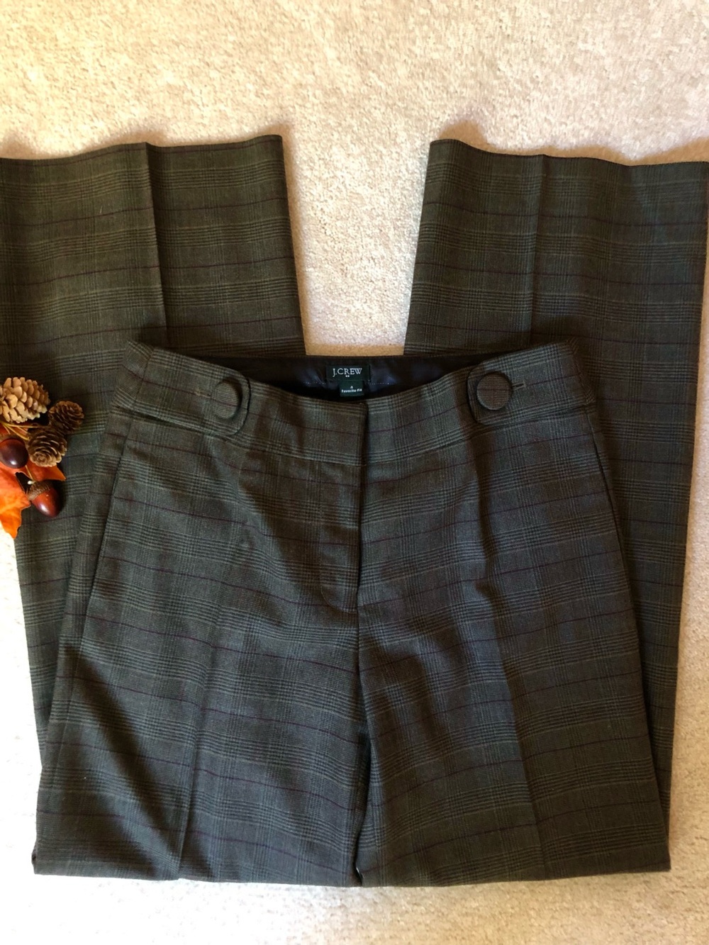 J. Crew Brown Plaid Flare Dress Pants Size 4